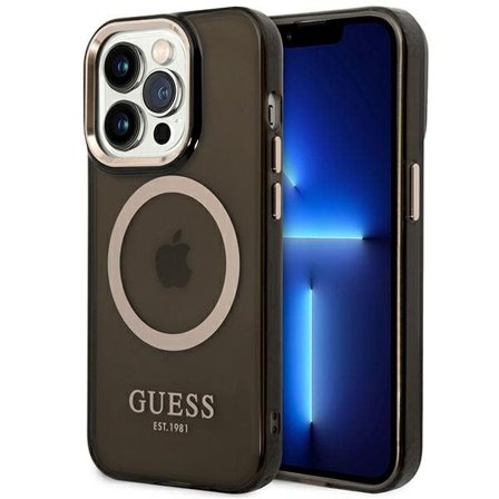 Guess GUHMP14LHTCMK iPhone 14 Pro 6.1" Gold Translucent MagSafe Case - läpikuultava MagSafe-kotelo
