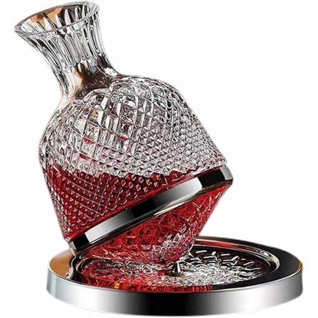 1,5L Roterande Kristallvinkaraff med Luftare | Handblåst Glas för Snabb Luftning, Fars Dag-present för Vinälskare