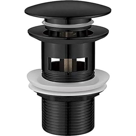 M20502B Avloppspropp för badrum, handfatspropp med överlopp, Pop Up, Svart