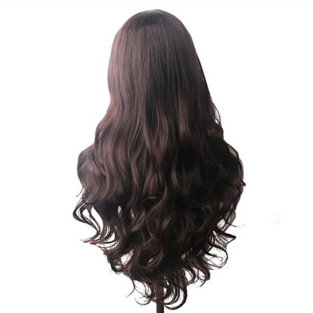 Lang Bølget Ombre Syntetisk Paryk til Kvinder, Mørkebrun 71 cm Midterskilning, Varmebestandig Cosplay (FMY)