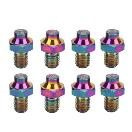 RISK 8 stk Terrengsykkelpedalbolter Titanium Alloy Anti-slip sykkelpedalskruer Pinner Studs M4x5mm Fargerike