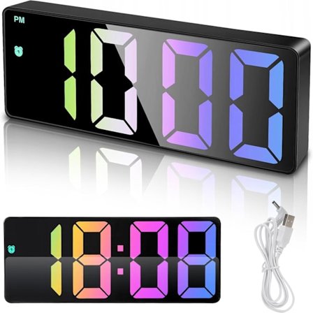 Digital vekkerklokke med LCD-skjerm og temperatursensor - USB-batteridrevet multifunksjonell - Egnet for soverom og kontor