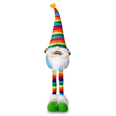 Regnbågsfärgad skalbar tomte i stående stil Rudolph färgglada heminredningsdekorationer