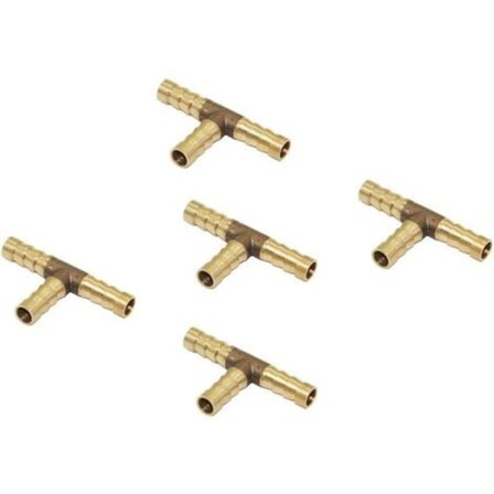 5 st Kopplingar med Taggar T-formad Slang Bränsle Vatten Koppling Rörkopplingar - 8mm