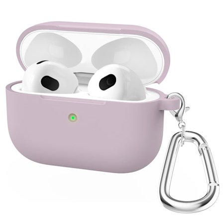 Lila, AirPods3 hörlursfodral med äppelsilikon flytande silikon