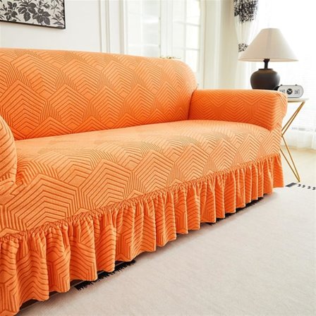 Elastisk Sofatrekk, 1-Dels Sofatrekk, Møbelbeskytter Sofa Myk med Elastisk Bunn (Oransje, 145cm-180cm)