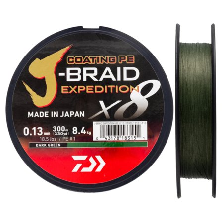 Daiwa J-Braid Expedition x8E 150m Dark Green - 0.18mm