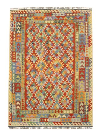 Oriental Kilim Afghan Old Style Rug 200X289 Brown/Orange Wool, Afghanistan