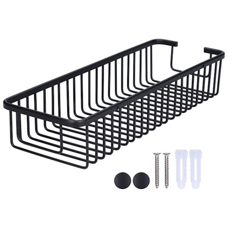 Svart Duschhylla i Aluminiumlegering 40cm Badrumsorganisatör för Schampo och Balsam