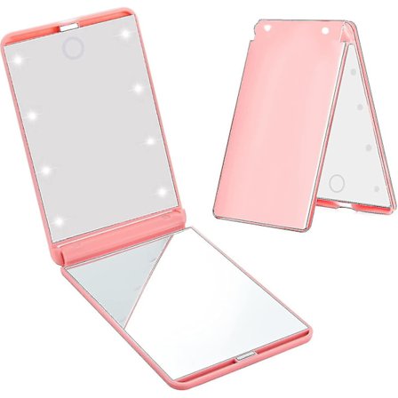 Rejse Spejl Kompakt Makeup Spejl Bærbar Touch Switch Forstørret Lighted Lille Spejl med 8 LED Lys til Mors Dag (Tilfældig Farve