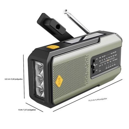 Green-BIT Håndholdt Solcelledrevet Radio Nød AM/FM/NOAA Indendørs LED Læsning SOS Alarm 2000mAh Genopladelig Bærbar