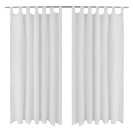 vidaXL 2-pack gardiner med öglor i vit microsatin 140 x 175 cm