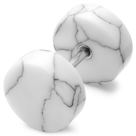 Satago | 10 mm White Turquoise & Stainless Steel Faux Plug Stud Earring for Men - Stud earrings