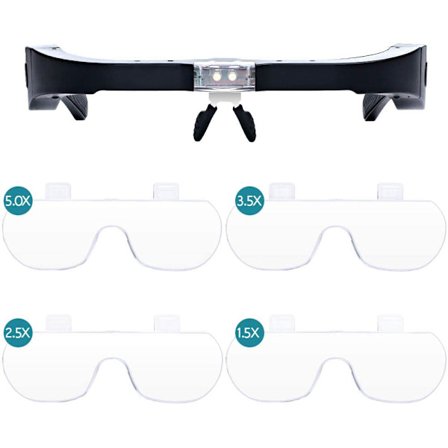 Hodebånd forstørrelsesglass, oppladbart forstørrelsesglass med lys H