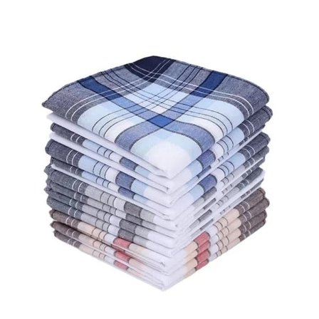 12-pakning Herre Lommetørklær Bomull 40x40 cm, Bomull Lommetørkle - Klassisk Rutete Design