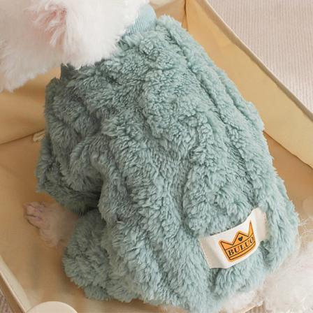 Teddy Solid Color Warm Fuzzy Fleece T-shirts T-shirt Med Öppen Knapp