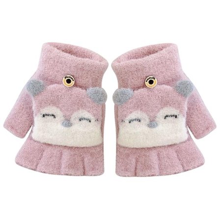 Tecknade Cabriolet Flip Top-handskar, Vinterhandskar för småbarn, flickor och pojkar 3-8 år