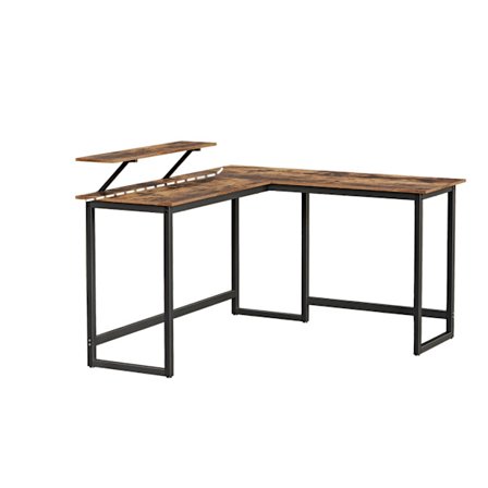 Rootz Brown Corner Desk - L -muotoinen työtila - kotitoimistopöytä - Parannettu stabiilisuus - 140 cm x 130cm x 89 cm