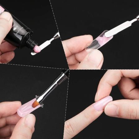 Dubbelsidig polygelborste, borste nagelgelplockare 2 i 1 design gelborste KLB