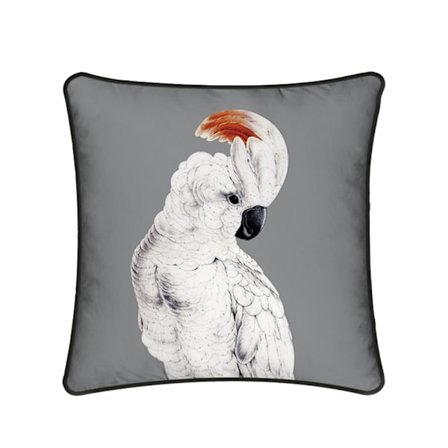Cockatoo Velvet -tyyny 45x45cm, Harmaa/Valkoinen/Musta