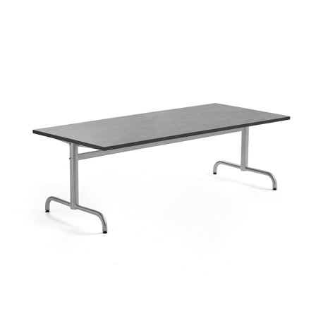 Tisch PLURAL, 1800x800x600 mm, Linoleum-Platte, dunkelgrau, silber