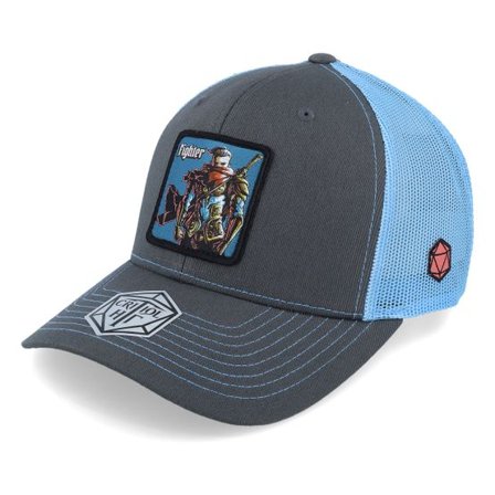 Critiql Hit - Grå trucker Keps - Fighter Box Patch Charcoal/Carolina Blue Trucker @ Hatstore