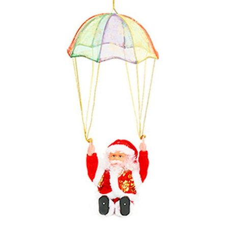 Elektrisk roterende julenisse dukke, kreativ julenisse med salto og fallskjerm
