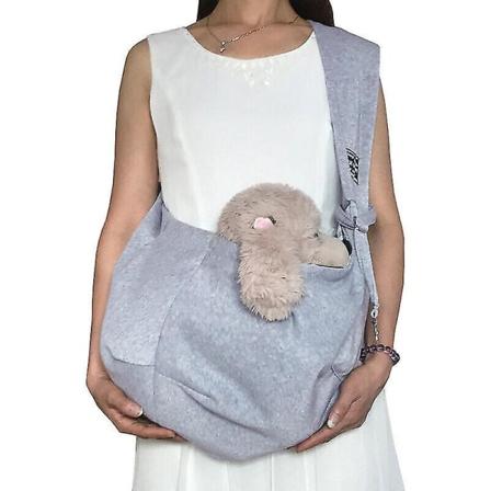 Bærbart kjæledyrveske, skulderreim, hundekattsele, valpeveske, reisehåndveske, grå