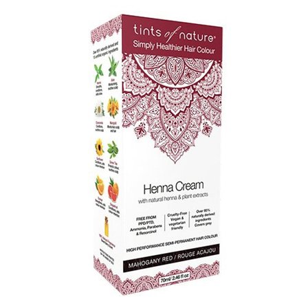 Tints of Nature Hårfarve Henna Creme Mahogany Red 70 ml, Hår, Hårfarve
