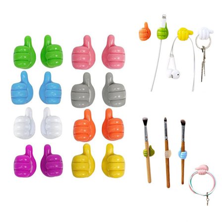 16 kpl peukalokoukkua, liimakoukut, avaimenpidike seinälle, värikäs