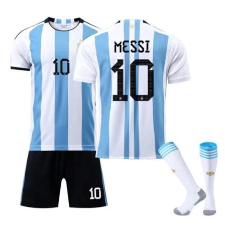 VM hemmatröja Messi #10 Fotbollströja T-shirt Shorts Set Fotboll 3-delat set Barn Vuxen Vuxen L (175-180cm) 26