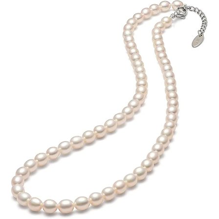 Ferskvannskjede for Lmell kvinner 5-7mm risformede tråder kjede