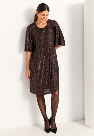 Cellbes of Sweden - Luksuriøs pailletkjole i brun til damer i størrelse 38/40