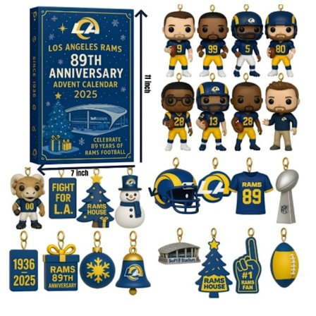 Populære akryl juletrepynt med tema fra amerikansk fotball, Los Angeles Rams-tema blindbokser