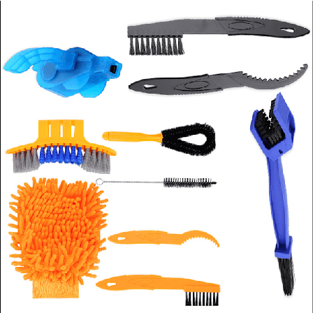 (Spesialtilbud!) FlkwoH Sykkelrengjøringsverktøy, 8 stk Motorsykkel Sykkelkjede Rengjøringsverktøy for Kjede/Krank/Dekk/Tannhjul Smussrengjøring