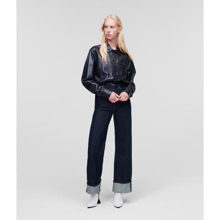 Karl Lagerfeld, Wide LEG Denim With Pin-Tuck Pants Niebieski, Kobieta, Rozmiar: W30