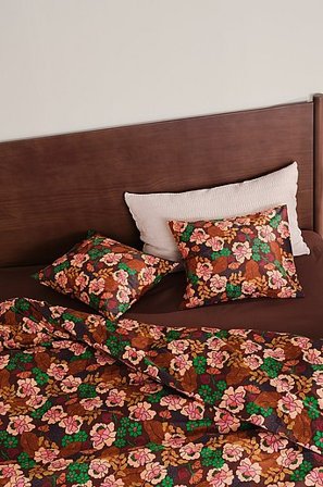 Jotex - Påslakanset Dubbelsäng Ekologisk Brun/blommig MONAH - Köp Dubbelsäng hos Jotex