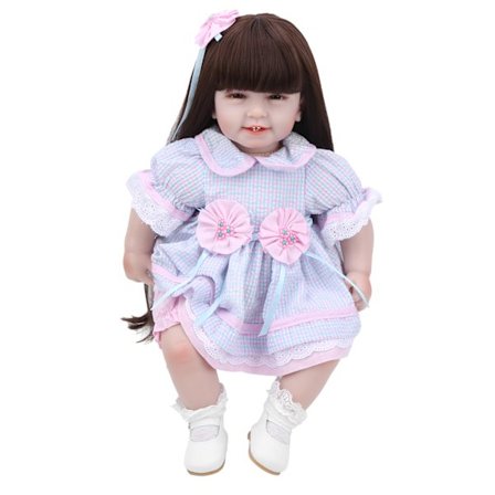 55 cm Långhårig Mjuk Reborn Babydocka Flicka Charmig Leksak