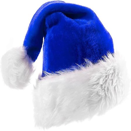 Blå Nisselue for Voksne, Blå Heilwiy Julehatt med Myk Fuskepels og Dobbelt Lag Stoff for Heilwiy-Perfekt
