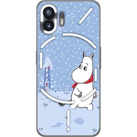 Kompatibel Mobilcover til Nothing Phone (2) Står i et stille vinterlandskab med snefald, blå toner og måne, hvor den rolige stemning skaber en blø