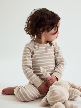 Polarn O. Pyret - Bodysuit striped - 44 - Childrenswear - beige