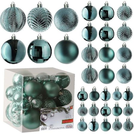 Juletrærpynt - Turkis Julekulepyntsett For Jul