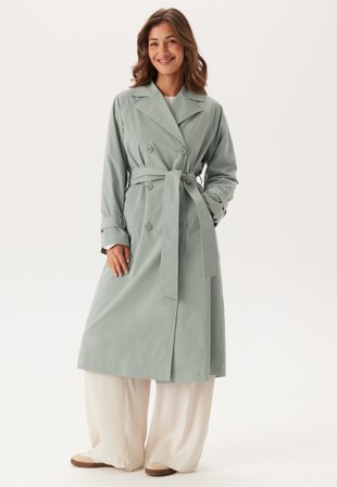 BUBBLEROOM Belted Midi Trenchcoat Dusty green 34