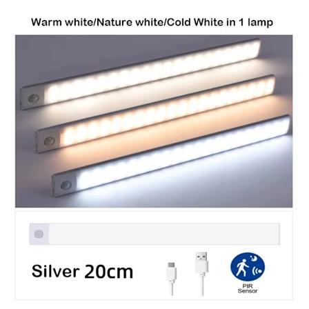 LED-nattlampor Rörelsesensorlampa Trådlös USB-skåp Led-nattlampor för rumsinredning Kök Garderob luz led sensor movimiento 3 color in one Lamp 20cm-