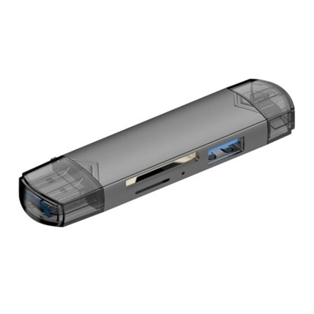 CDQ 6 i 1 USB 3.0-kortlæser SD TF-kort USB -hukommelse Grå