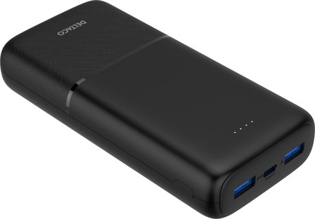 Deltaco Power bank 20 000 mAh, 2x USB-A 18 W, 1x USB-C PD 20 W