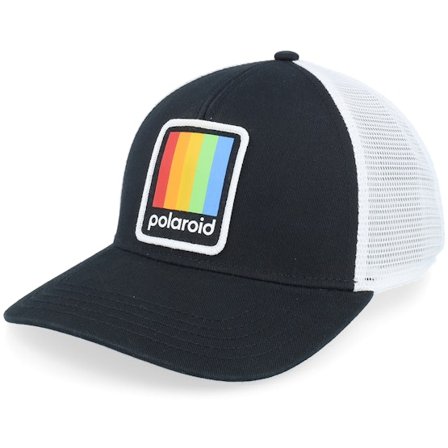 American Needle - Schwarz Trucker Cap - Polaroid Twill Valin Patch White/Black Trucker @ Hatstore