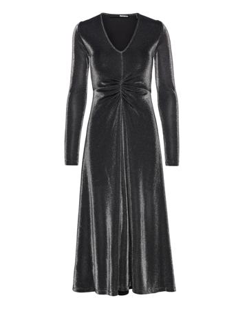 Dress Metallic Jesery Knælang Kjole Sort ROTATE Birger Christensen