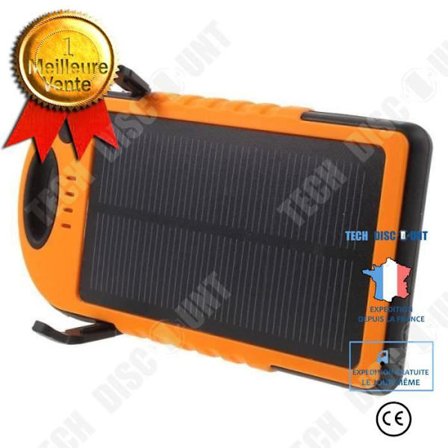 Autonomt batteri Power Bank - TECH DISCOUNT - 12000 mAh - Solenergi - Orange - USB 5V