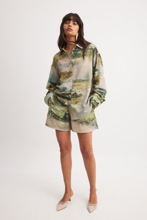 NA-KD Shorts med tryck och snörningsdetalj - Sommarkläder - Flerfärgad - EU 36